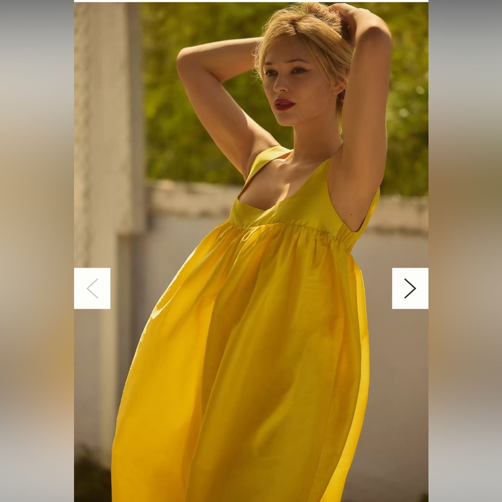🆕Anthropologie Pinnacle Shruti Sancheti Dress Babydoll Maxi Motif in Yellow